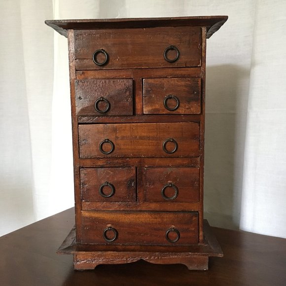 Vintage Stained Maple Wood Jewelry Box - Picture 1 of 9